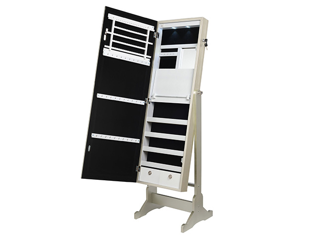 Sparkle Cheval Mirror Jewelry Armoire (Royal Champagne)