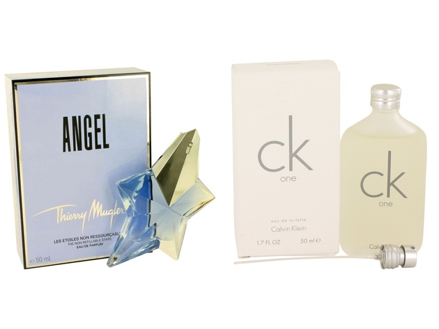 Gift set  ANGEL by Thierry Mugler Eau De Parfum Spray 1.7 oz And  CK ONE EDT Pour/Spray (Unisex) 1.7 oz