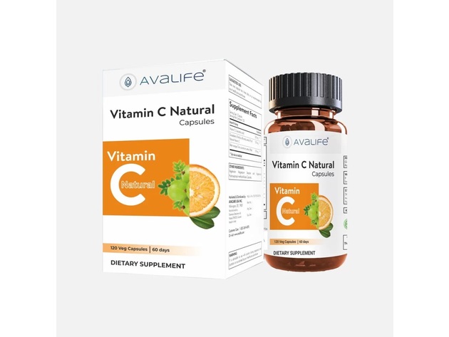 Avalife Vitamin C Natural with Amla Capsules, Dietary Supplement for Men & Women - Gluten Free, Vegan & Non-GMO - 60 Capsules