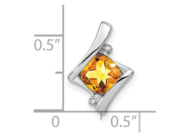 1.25 Carat (ctw) Solitaire Citrine Pendant Necklace in 14K White Gold with Chain
