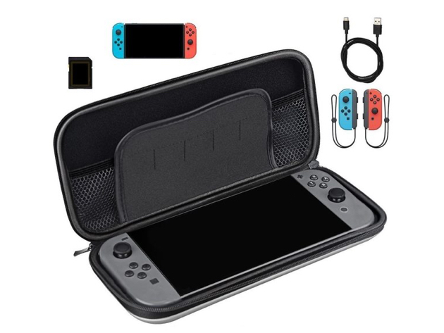 Nintendo Switch Carrying Storage Case, Protective Hard Case with handle, Holds 20 Games, Controller & Accessories - Silver