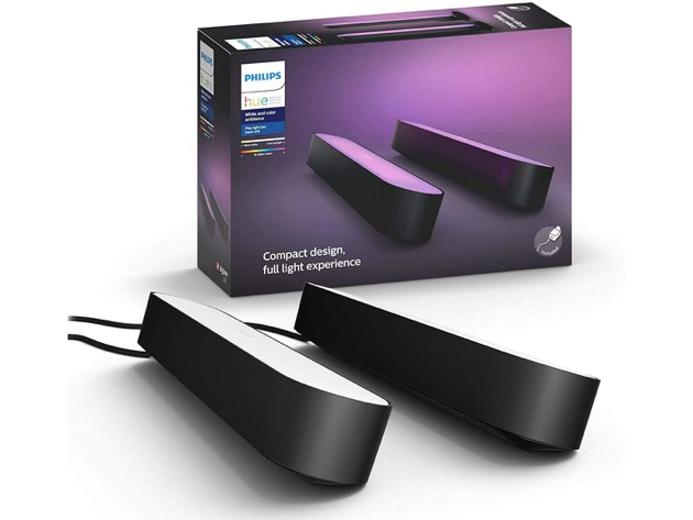 Philips Hue Play White & Color Smart Light, 2 Pack Base kit,Power Supply - Black (Used, No Retail Box)