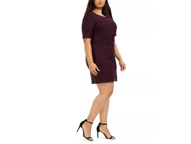 Connected Women's Plus Size Zigzag Sheath Dress Purple Size Small