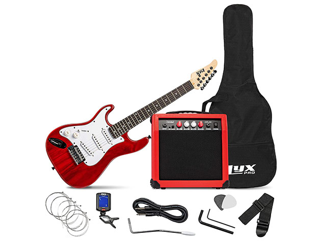 LyxPro 36" Electric Guitar with 20W Amp Kit (Left-Handed/Red)