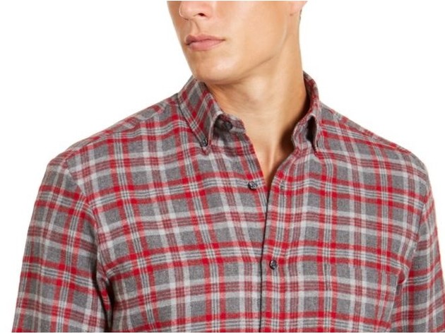 Club Room Men's Flannel Shirt Gray Size Small