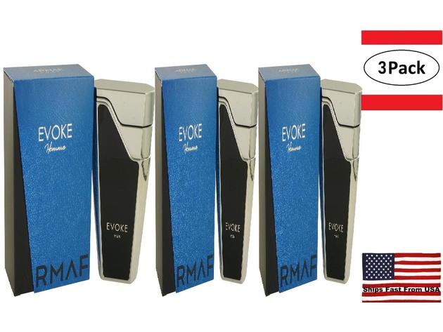 3 Pack Armaf Evoke Blue by Armaf Eau De Parfum Spray 2.7 oz for Men