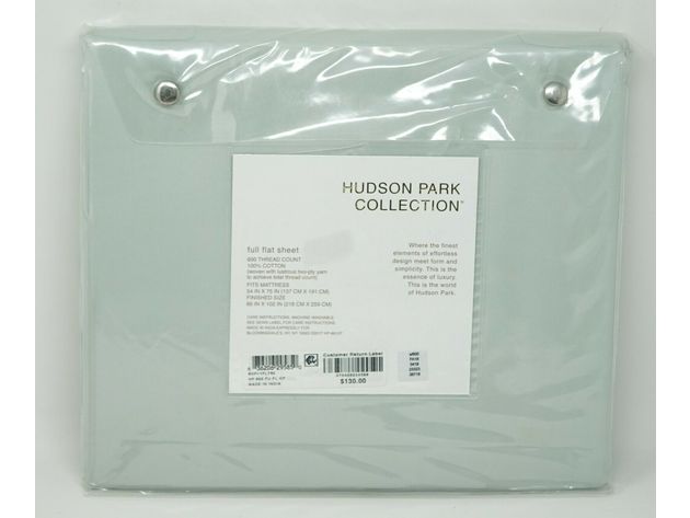 Hudson Park Collection 100% Cotton 600 Thread Count Solid Full Flat Sheet, Opaline