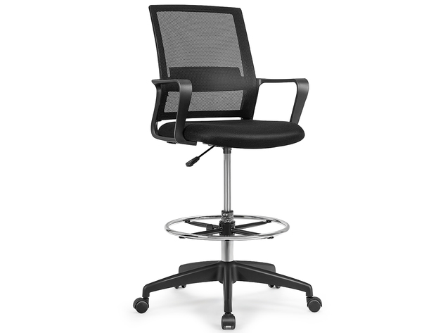 Costway Drafting Chair Tall Office Chair Adjustable Height w/Footrest - Black