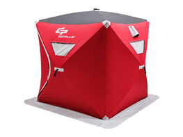Goplus Portable Pop-up 2-person Ice Shelter Fishing Tent Shanty w/ Bag Ice Anchors - Red