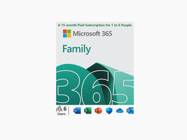 Microsoft 365 Family: 15-Month Subscription [6TB OneDrive Cloud Storage for 6 People, PC/Mac]