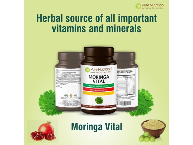 Pure Nutrition Moringa Vital Wholefood Multi Vitamins & Trace Minerals with Vital Nutrients - 90 Veg Capsules