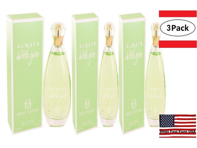 3 Pack Sergio Tacchini Always With You by Sergio Tacchini Eau De Toilette Spray 3.3 oz for Women