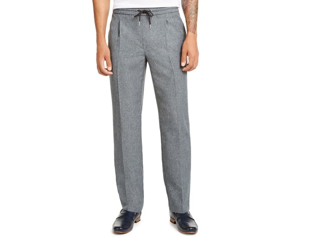 Alfani Men's Pleated Drawstring Pants Gray Size Extra Large