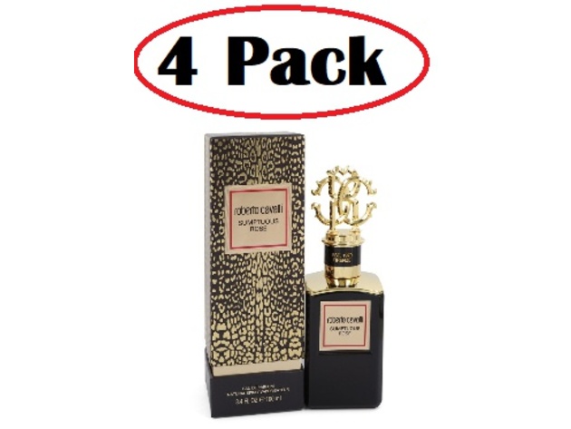 4 Pack of Sumptuous Rose by Roberto Cavalli Eau De Parfum Spray 3.4 oz