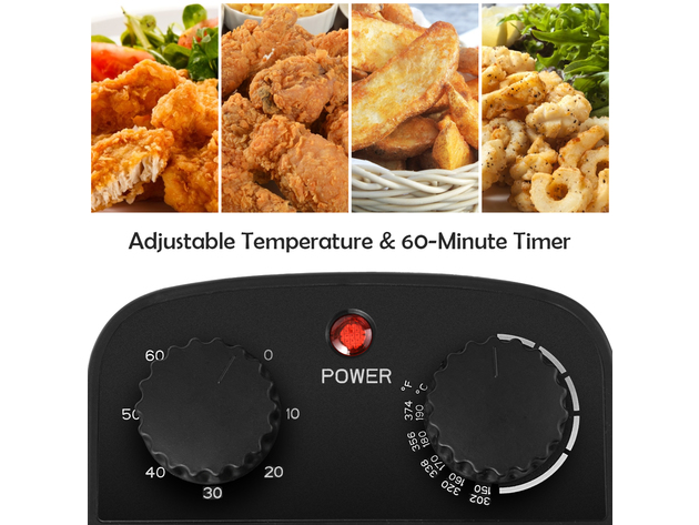 3.2 Quart Electric Deep Fryer 1700W Stainless Steel Timer Frying Basket - Black + Silver