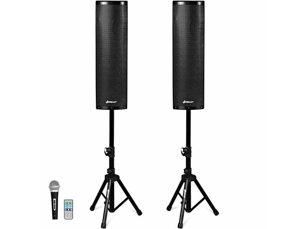 Set of 2 Sonart 2000W Bi-Amplified Speakers PA System - black
