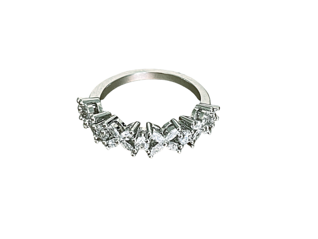 XO Ring with Round and Marquise Cut White Diamond Cubic Zirconia