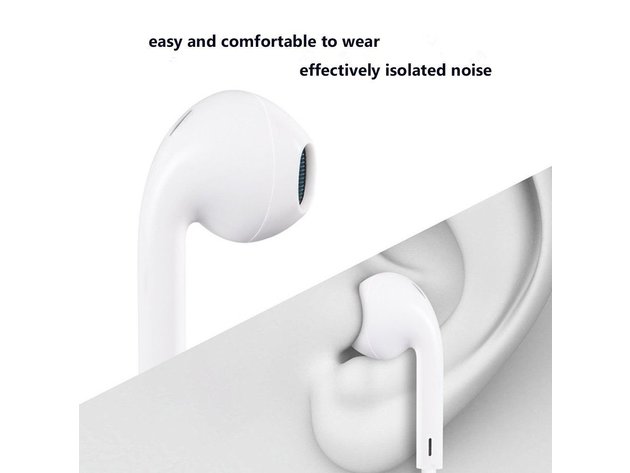 Headphone (In-Ear) with Remote and Microphone - Stereo Sound- White - 2 Pairs