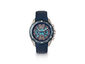 Morphic M66 Series Skeleton Dial Leather-Band Watch w/ Day/Date - Blue/Silver