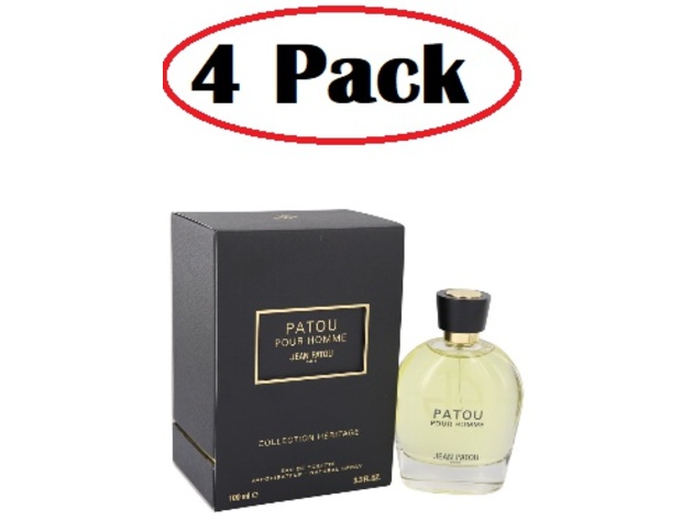 4 Pack of Patou Pour Homme by Jean Patou Eau De Toilette Spray (Heritage Collection) 3.4 oz