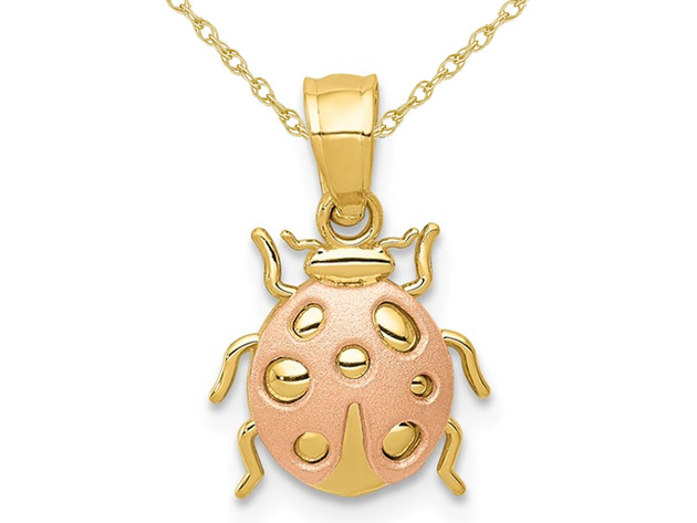 14K Yellow and Rose Pink Gold Ladybug Pendant Necklace with Chain ...