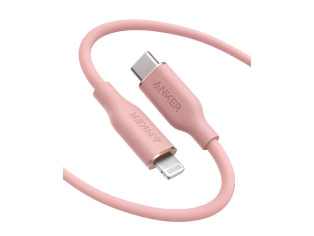 Anker 641 USB-C to Lightning Cable (Flow, Silicone) - 6ft/Coral Pink