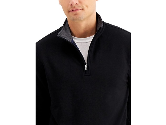 Club Room Men's Stretch Quarter-Zip Fleece Sweatshirt Black Size Medium