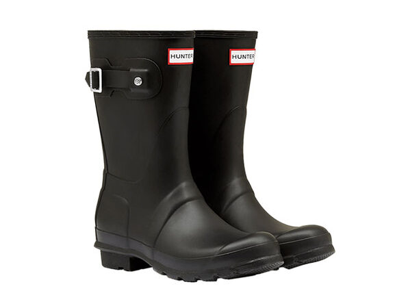 black matte hunter rain boots size 8
