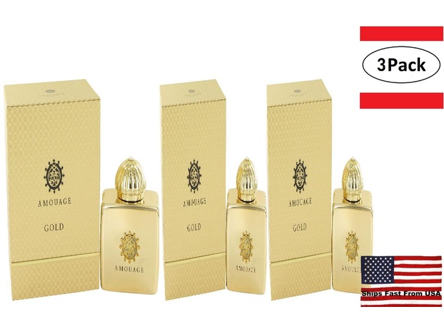 3 Pack Amouage Gold by Amouage Eau De Parfum Spray 3.4 oz for Women