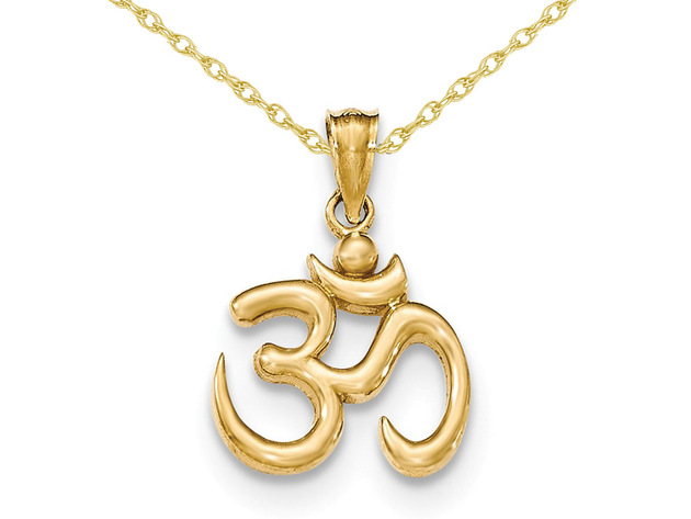 Ohm Symbol Pendant Necklace in 14K Yellow Gold