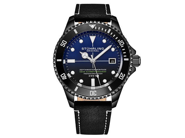 Stührling Depthmaster Heritage Swiss Automatic 42mm Dive Watch (Blue ...