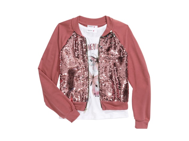 Beautees Big Girls Flip Sequins Bomber Jacket & Just Believe Tank Top Size LaRGE