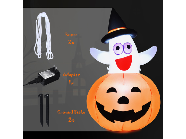 Costway 5 Ft Halloween Blow-up Inflatable Ghost in Pumpkin w/ LED Bulb Yard Decoration - As the pictures show