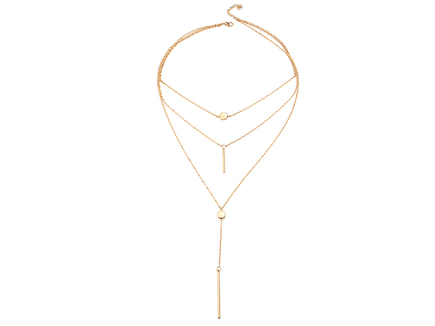 3-Piece Linear Vertical Drop 18K Gold-Plated Necklace