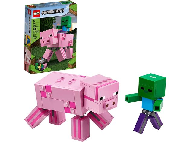 LEGO Minecraft Pig BigFig and Baby Zombie Character Cool Building Set, 159 Pieces (New Open Box)