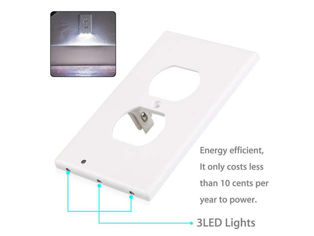 Outlet Cover with Built-In LED Night Light (Duplex/Rounded/5-Pack)