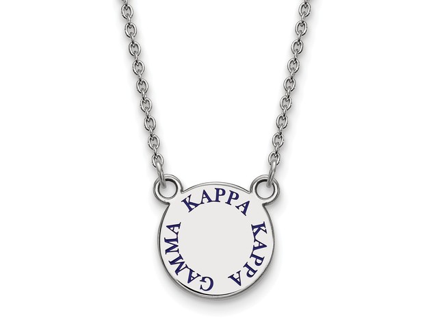 Sterling Silver Kappa Kappa Gamma Small Enamel Necklace