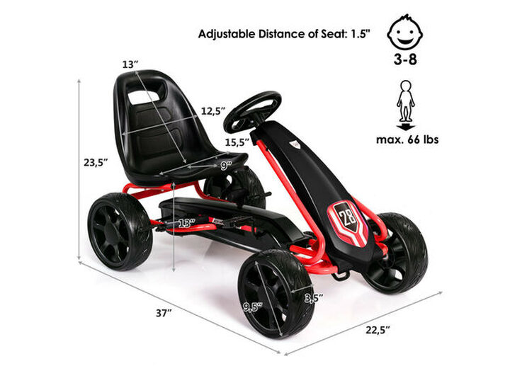 lawaai Wedstrijd Verrast zijn Go Kart Pedal Car Kids Ride On Toys Pedal Powered 4 Wheel Adjustable Seat  Pink/Black - black | StackSocial