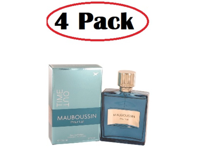 4 Pack of Mauboussin Pour Lui Time Out by Mauboussin Eau De Parfum Spray 3.4 oz