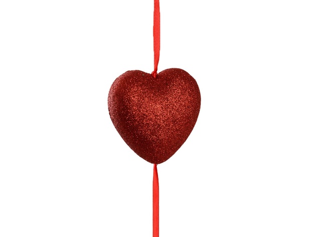 Homvare Glitter Heart Picks Garland Tinsel 5 Feet for Valentine's Day - Red