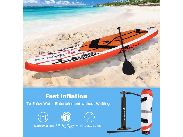 Goplus 10'5'' Inflatable Stand Up Paddle Board SUP with Carrying Bag Aluminum Paddle - Orange