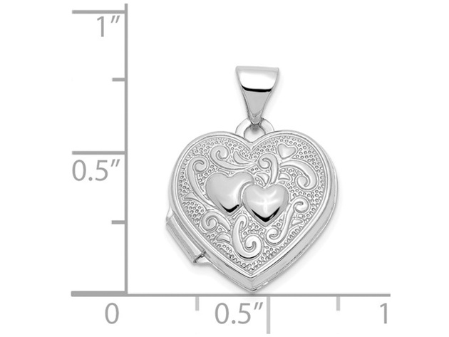 Heart Locket Necklace in 14K White Gold with Chain