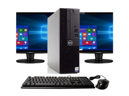 Dell Optiplex 3050 Desktop PC, 3.2GHz Intel i5 Quad Core Gen 7, 8GB RAM, 1TB SATA HD, Windows 10 Professional 64 bit, Dual (2) NEW 24" Screens Screen (Renewed)