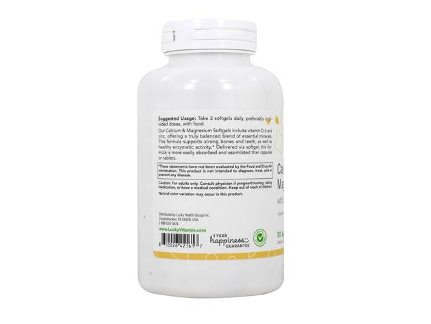 LuckyVitamin - Calcium Magnesium with Vitamin D3 & Zinc - 120 Softgels