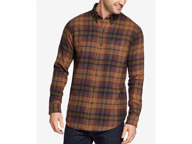 G.H Bass & Co Men's Fireside Flannel Shirt Brown Size Large