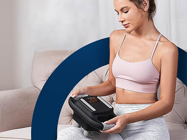 Deep Tissue 4-Head Percussion Massager with 12 Intensities & 4 Modes for Full Body Muscle Pain Relief