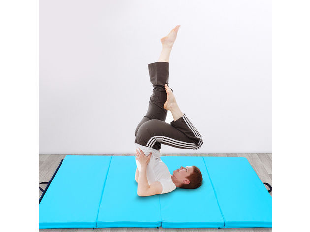 Costway 4'x6'x2'' Gymnastics Mat PU Thick Folding Panel Gym Blue 