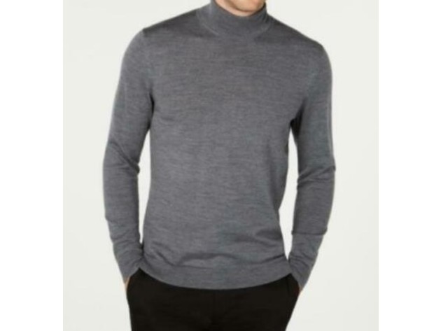 Tasso Elba Men's Merino Wool Blend Turtleneck Sweater Med Gray Size Extra Large
