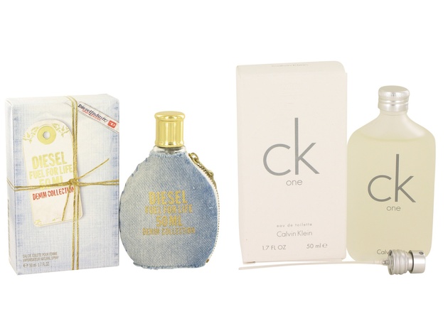 Gift set  Fuel For Life Denim by Diesel EDT Spray 1.7 oz And  CK ONE EDT Pour/Spray (Unisex) 1.7 oz