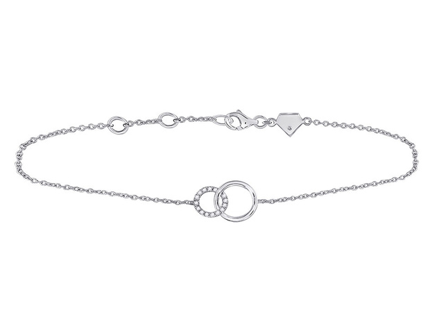 1/20 Carat (ctw G-H, I2-I3) Accent Diamond Circle Bracelet in Sterling Silver